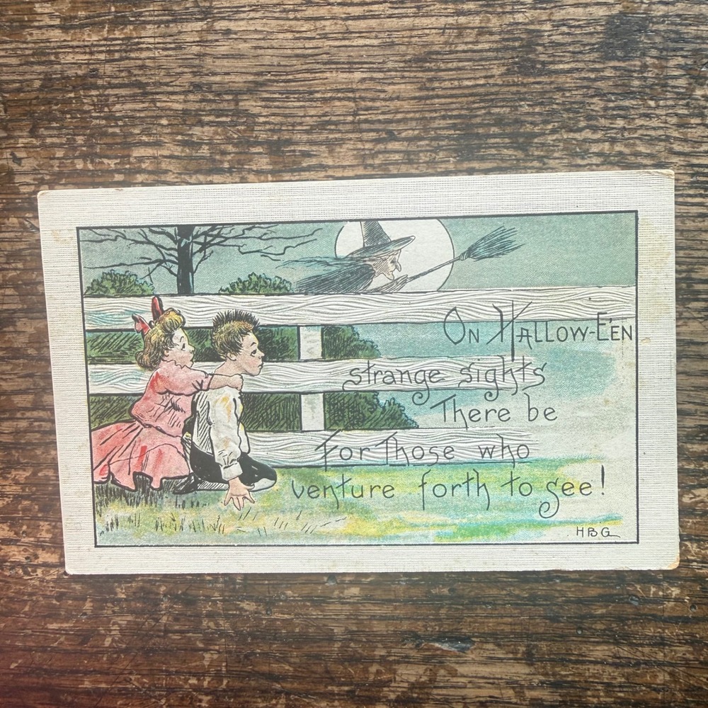 HBG Antique Halloween Postcards Set of 3 Multicolor Excellent Jack O Lantern Cat - Picture 4 of 7